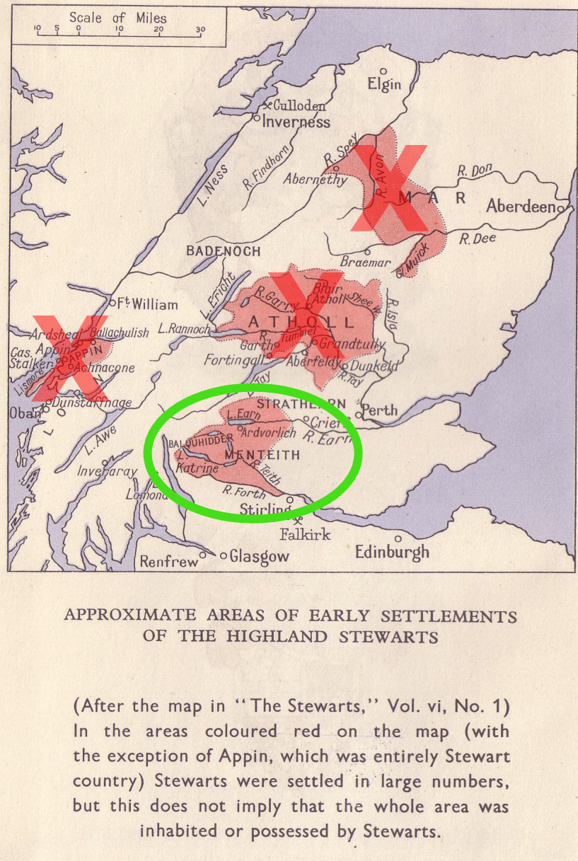 Map of highland Stewart clan territories.