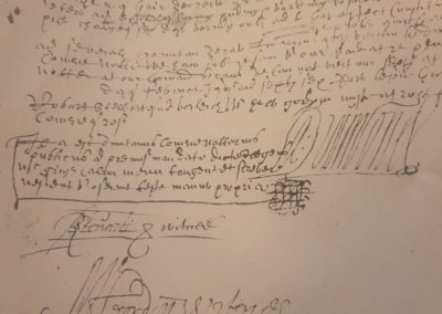 17th century hand-written document, quite illegible, bearing the signature of Robert Stewart, 3rd of Ardvorlich