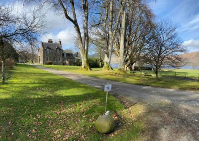 Scottish manor house with a long driveway