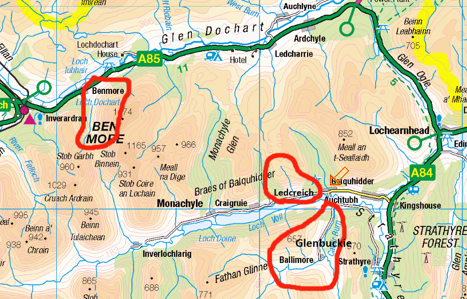 map of three Highland Scottish estates