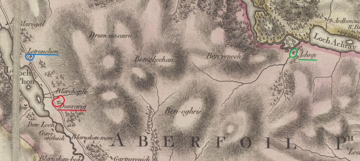 18th century hand drawn map of Highland Scottish farms