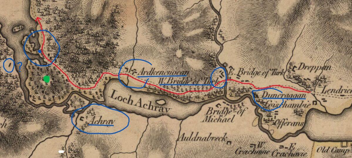 18th century hand drawn map of Highland Scottish farms
